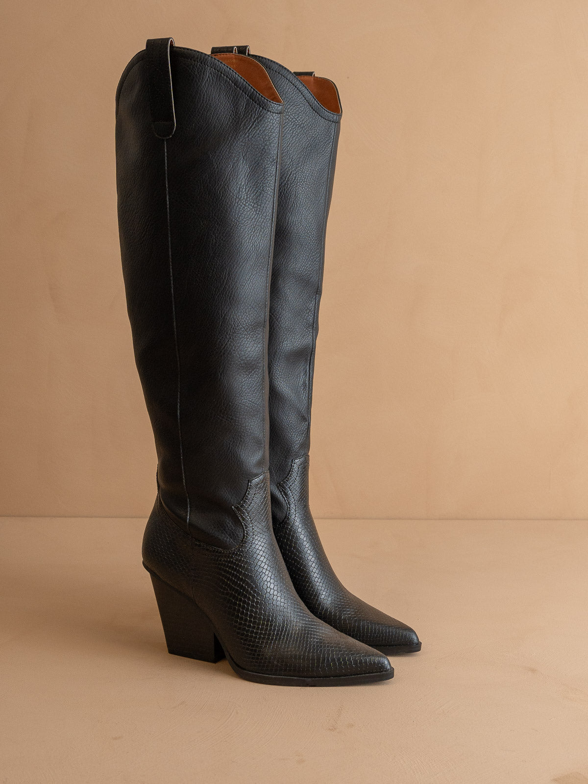 The Barcelona Black | Knee High Western Boot