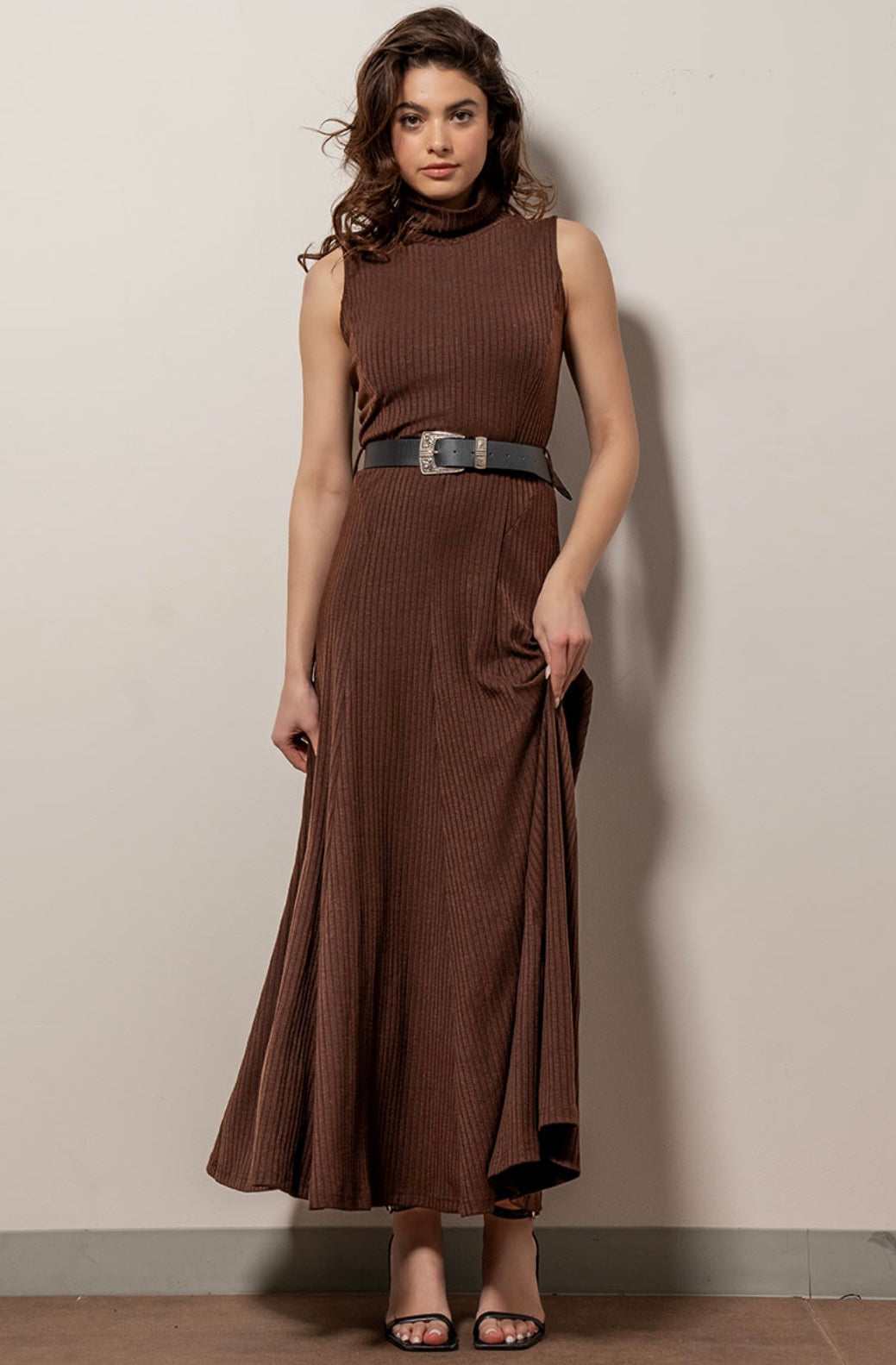 Full Aura Knit Belted Maxi Dress
