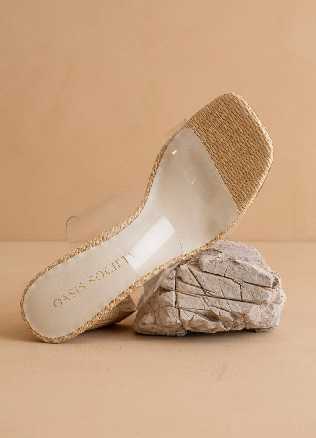 Sothe Francee | Natural Transparent Double Strap Raffia Heel