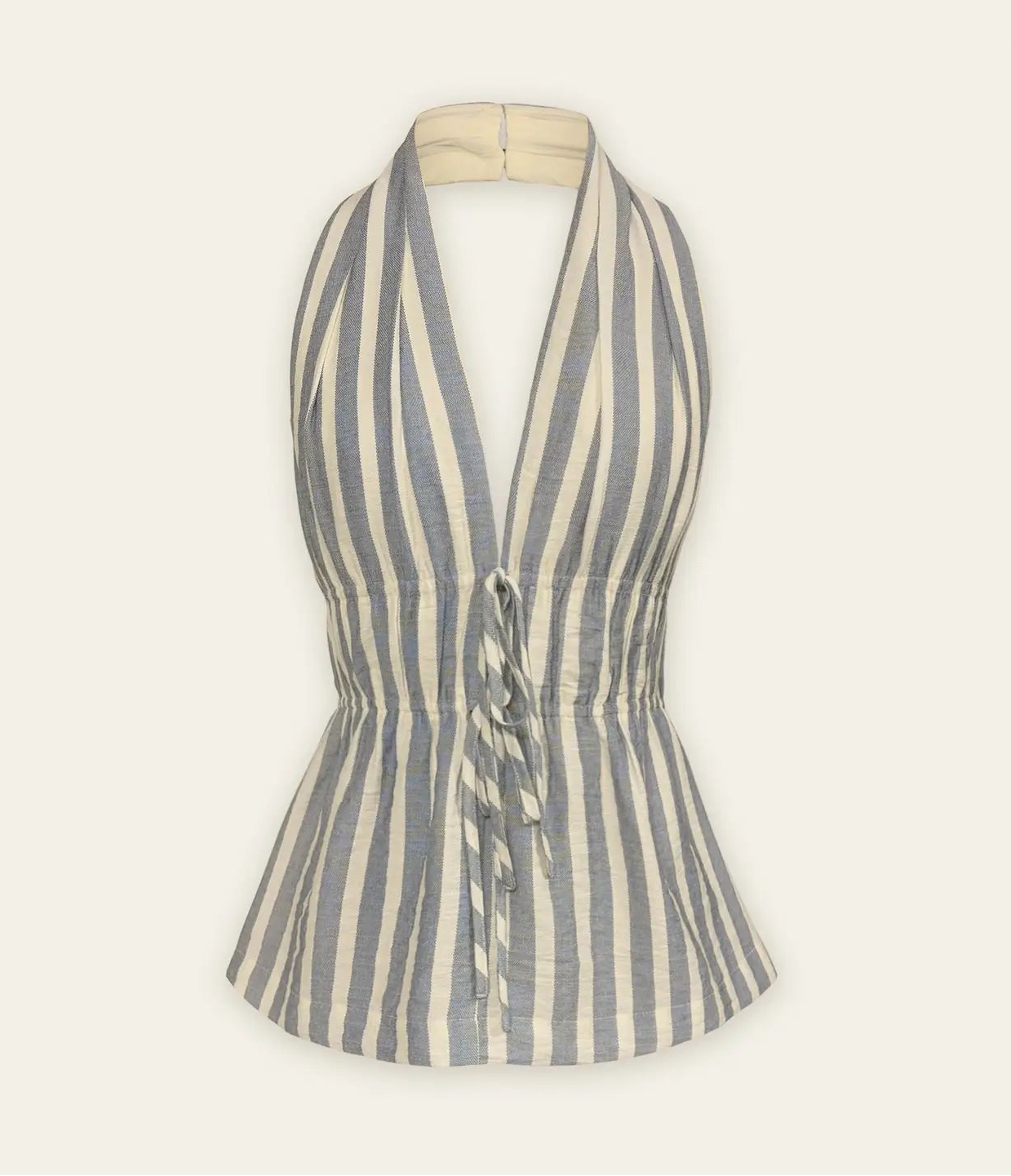 Saltwater Stripe Halter Neck Shirred Top