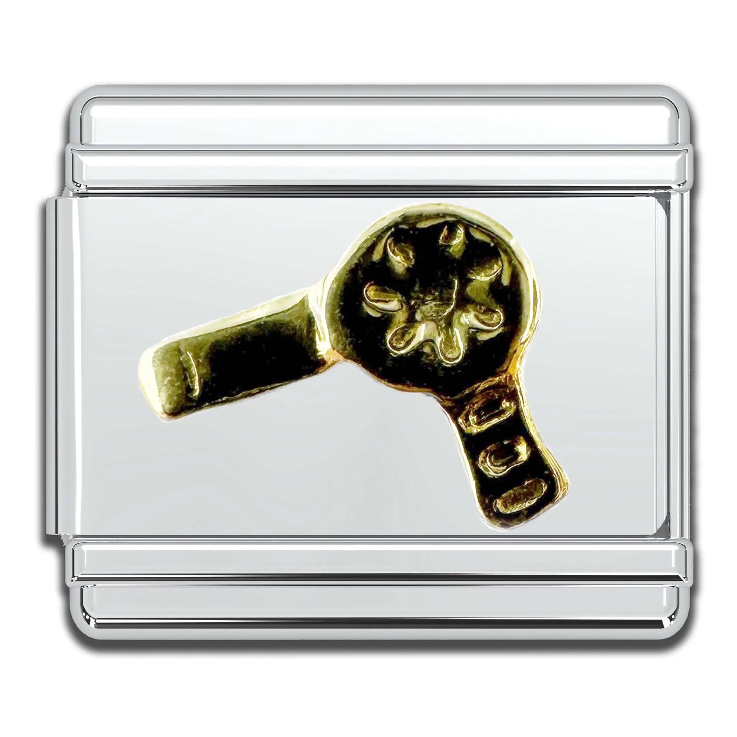 Gold Blowdryer Italian Charm Bracelet Charm
