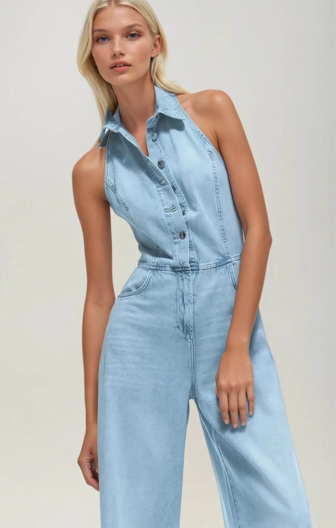 Halter Open Back Wide Leg