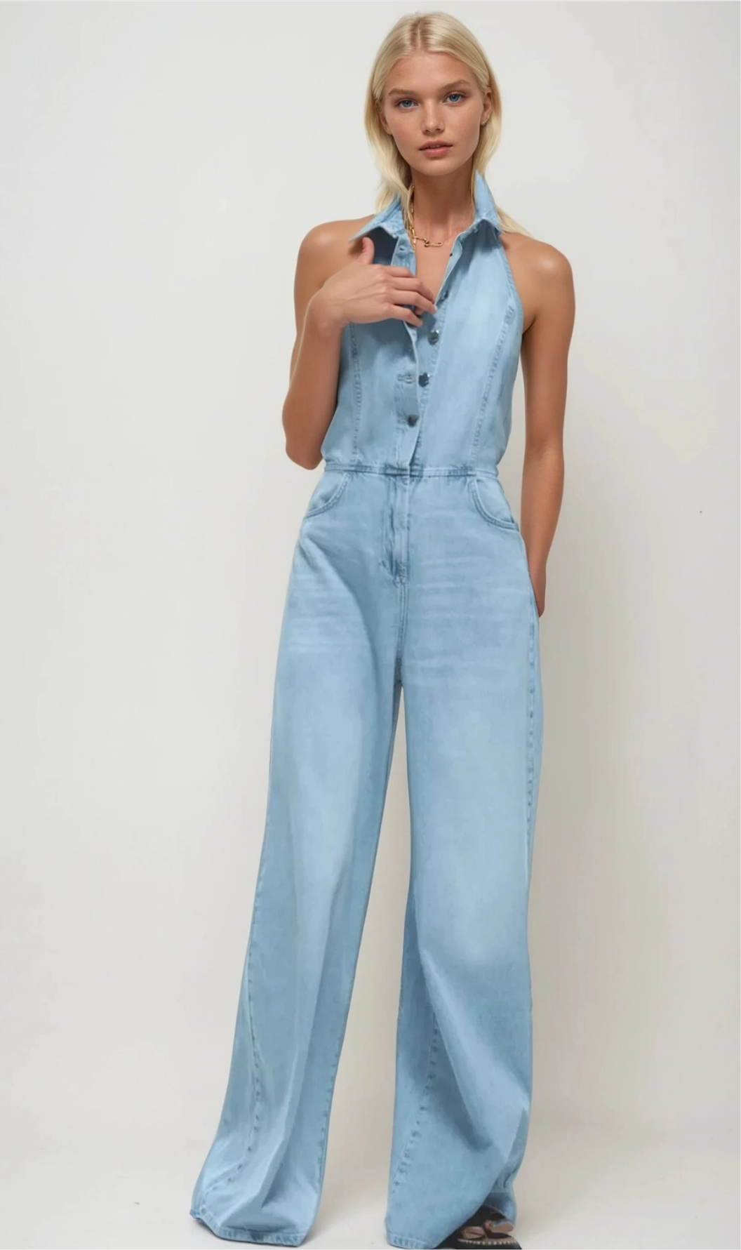 Halter Open Back Wide Leg
