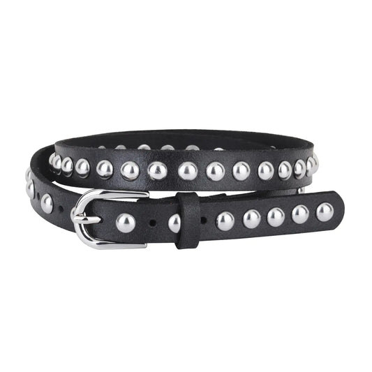 Skinny Punk Rock Studded Leather Belt