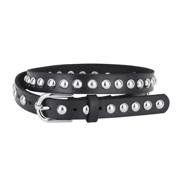 Skinny Punk Rock Studded Leather Belt
