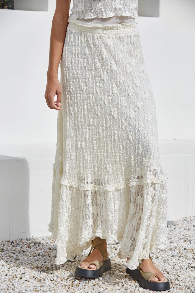 Floral Lace Midi Skirt