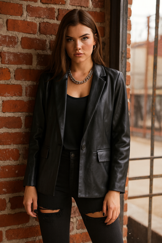 Jackie black leather