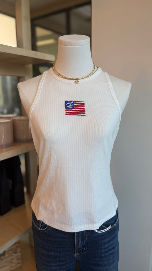 USA Beads Ribbed Tank Top