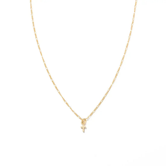 24K Gold Dainty Cross Pendant Necklace