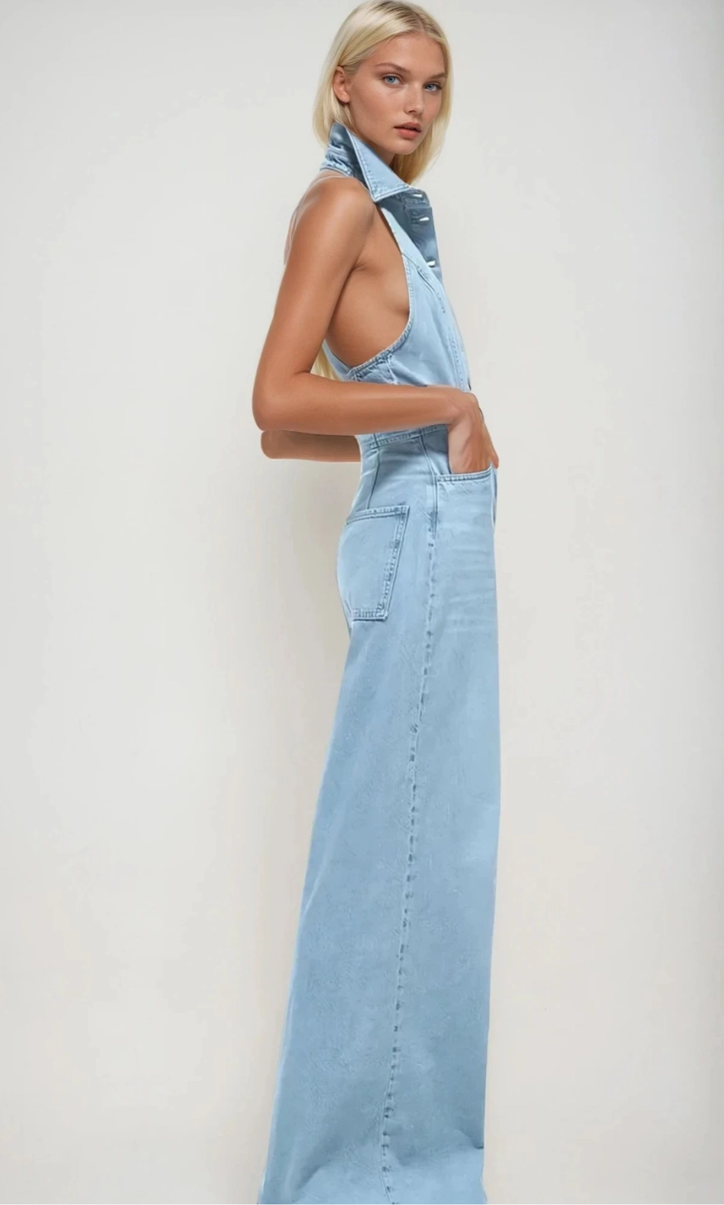 Halter Open Back Wide Leg