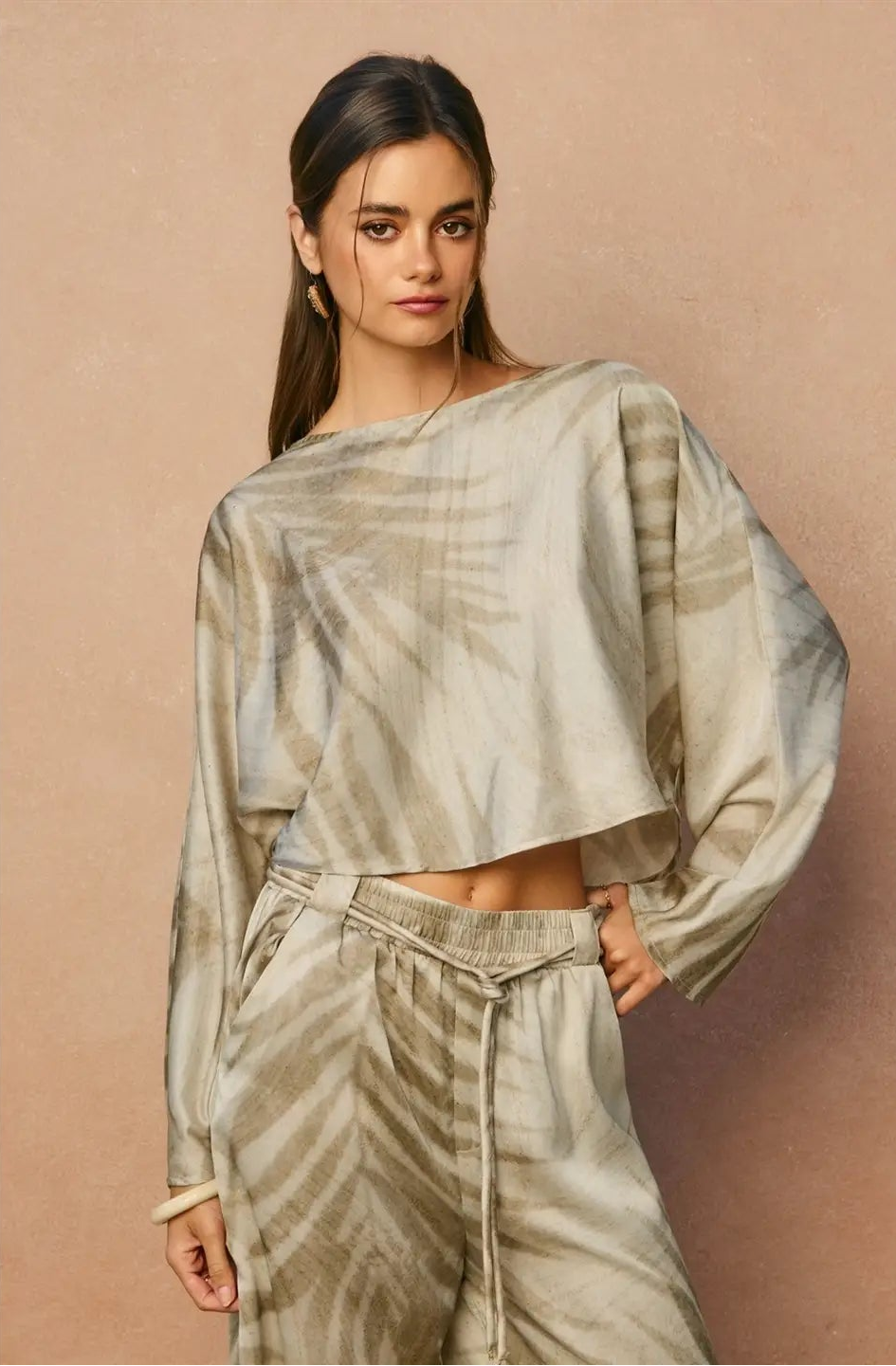 Seafoam Romance Sleeve Cropped Top