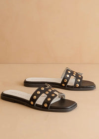 The Evelynne | Coffee Studded H Band Slides