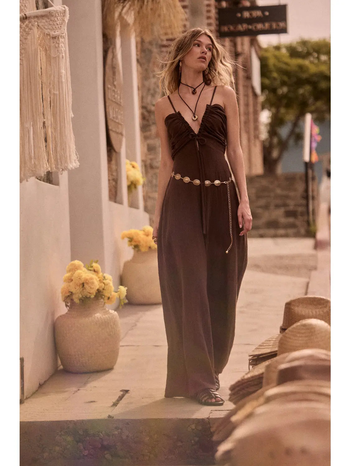 Gauze Halter Jumpsuit