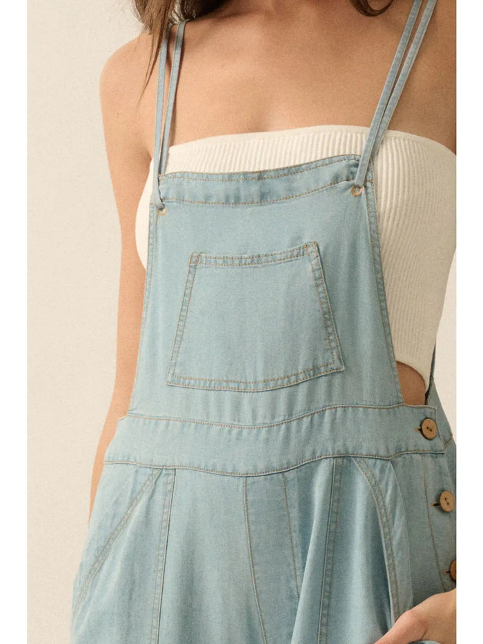 Denim Wide-Leg Overall Jumpsuit