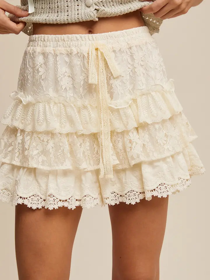 Lace Skort with Ruffle Details