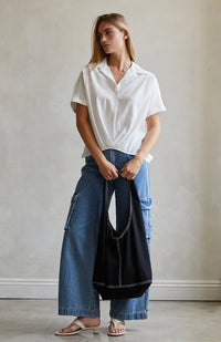Anna Contrast Stitch Hobo Bag
