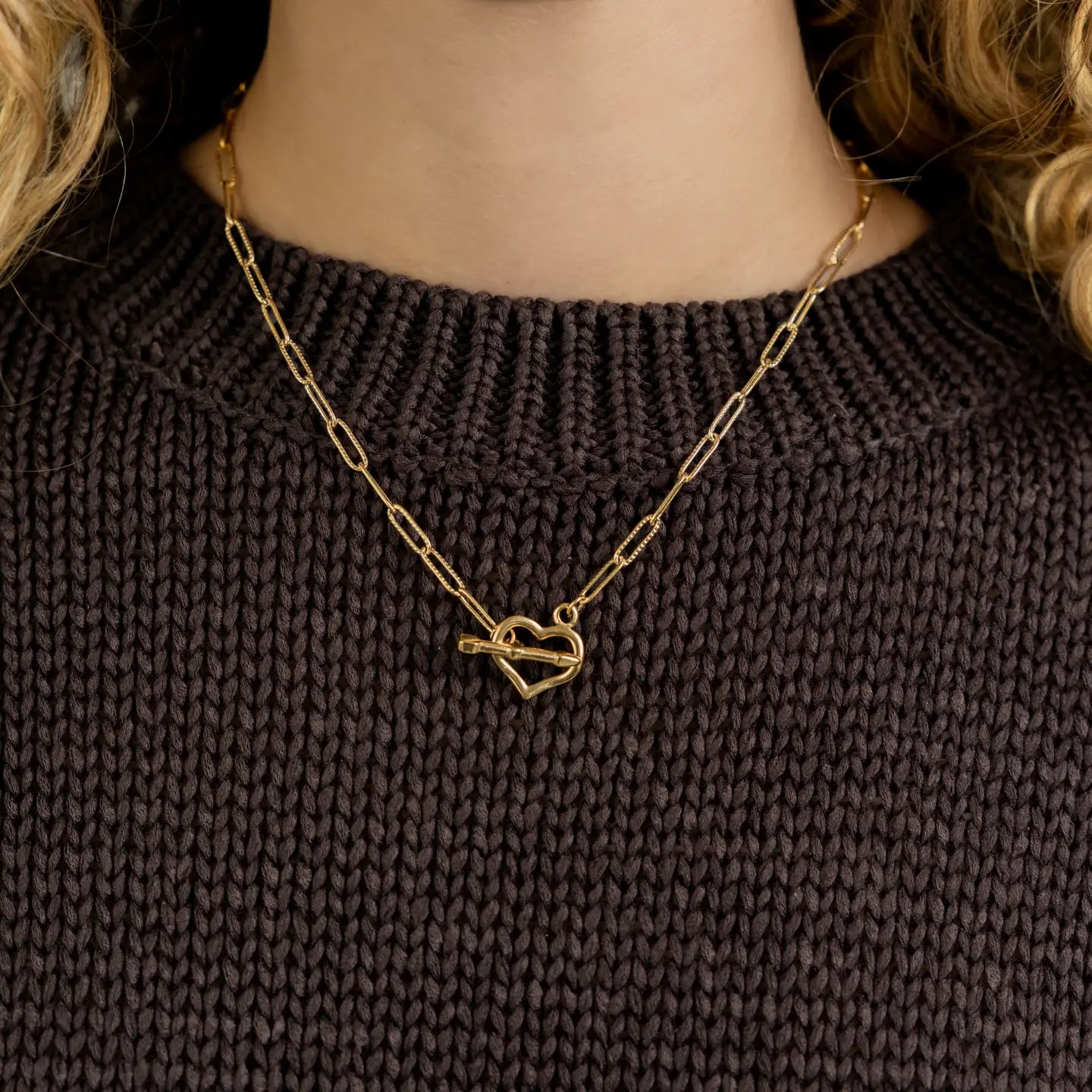 Gold Heart Toggle Necklace