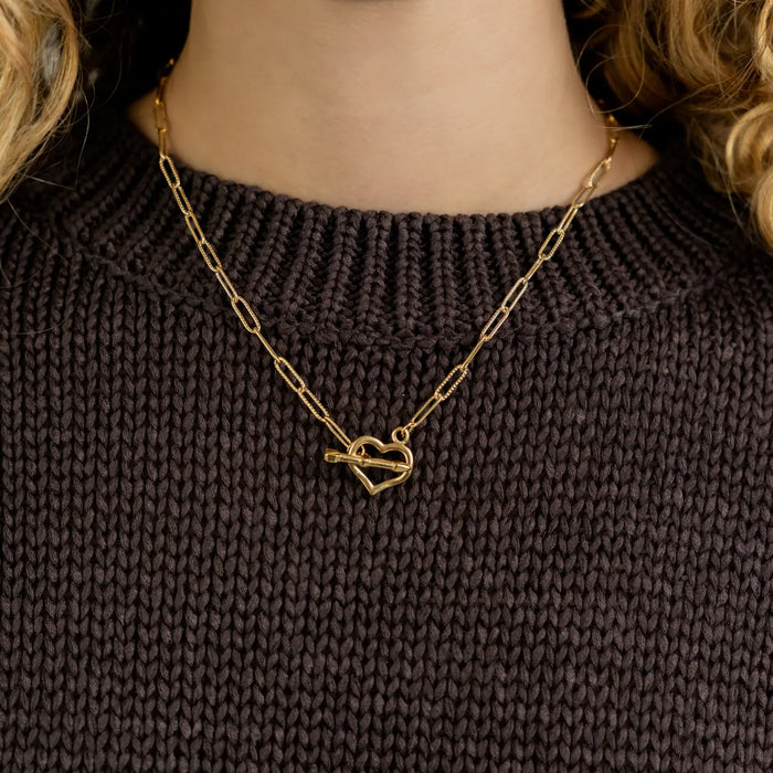 Gold Heart Toggle Necklace