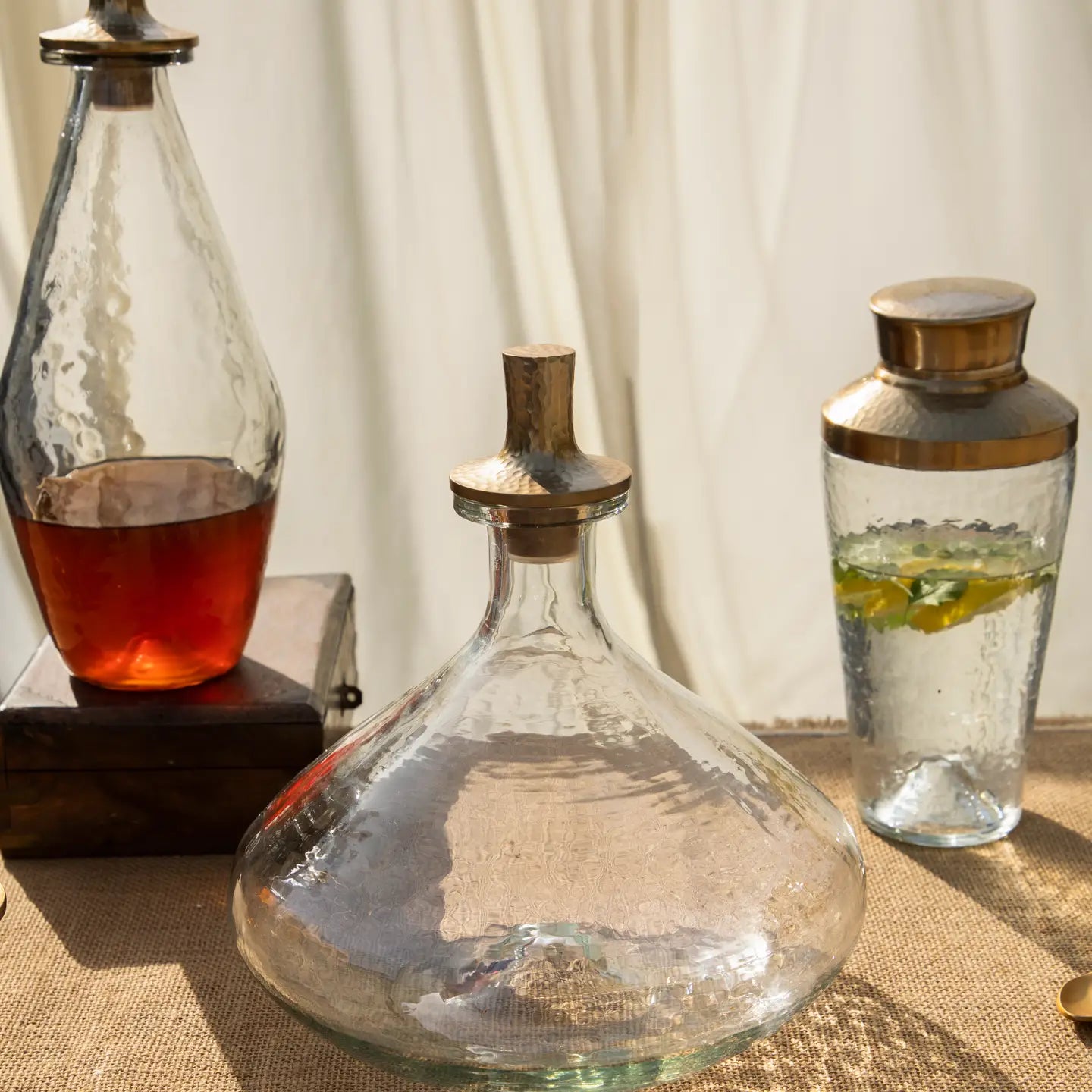 Pebbled Glass Decanter
