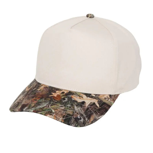 Camo Print Brim 5 Panel Baseball Cap