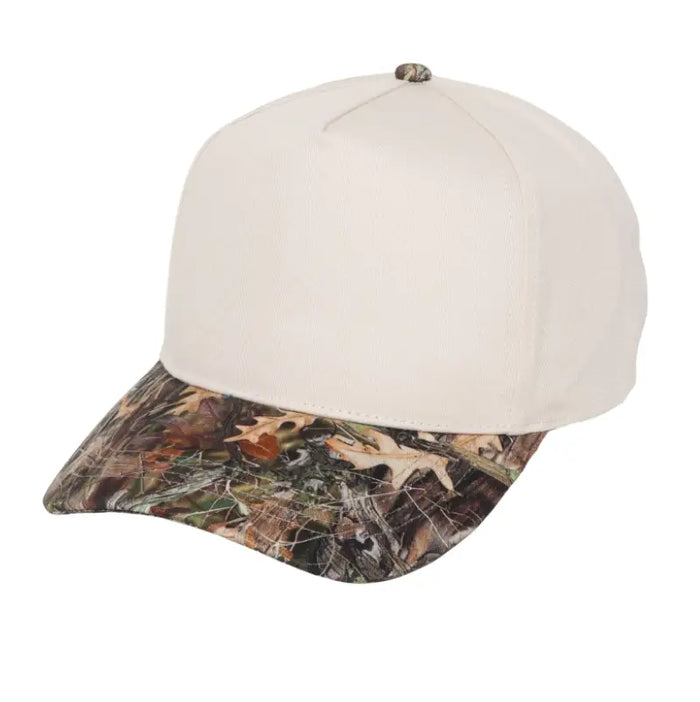 Camo Print Brim 5 Panel Baseball Cap