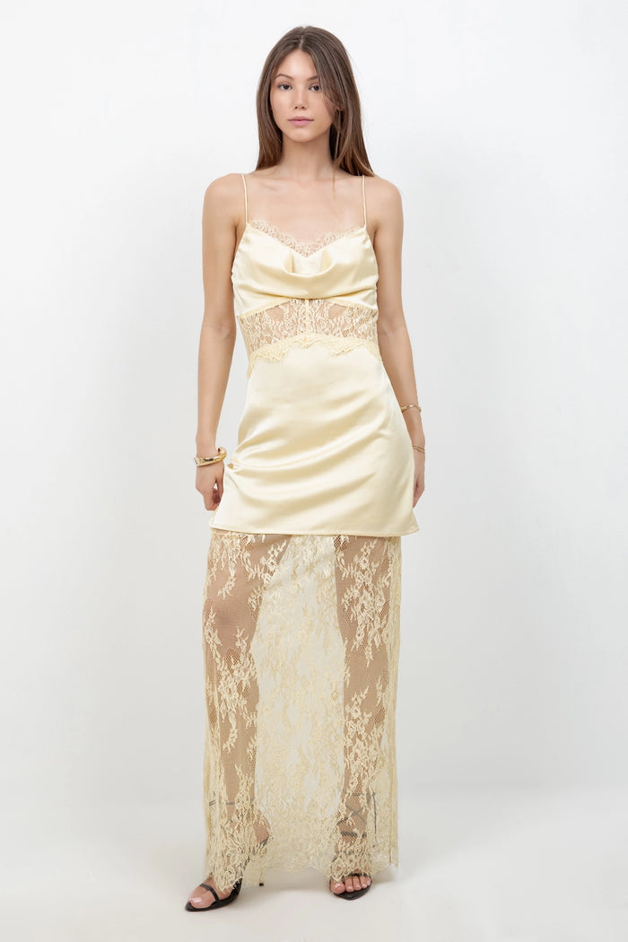 Lace Combo Satin Dress