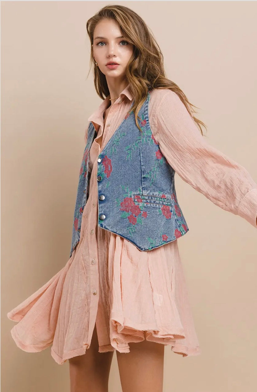 Rose Embroidered Vest