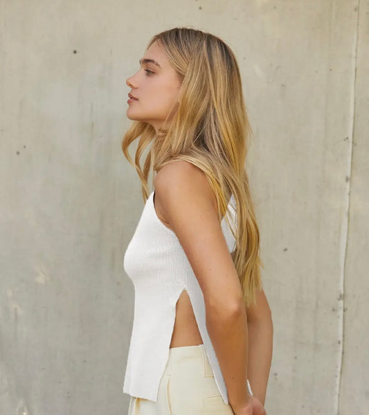 Gianna Side Slit Sleeveless Knit Top