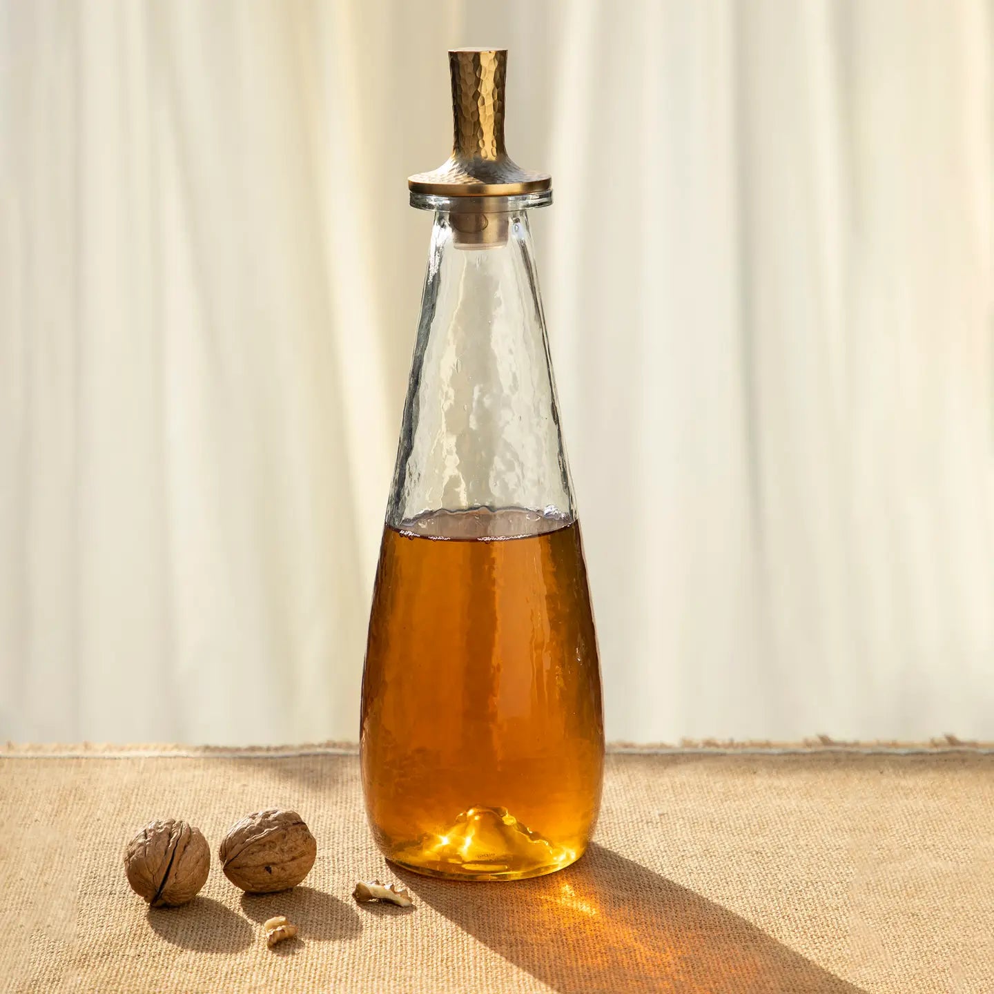 Pebbled Glass Tall Decanter