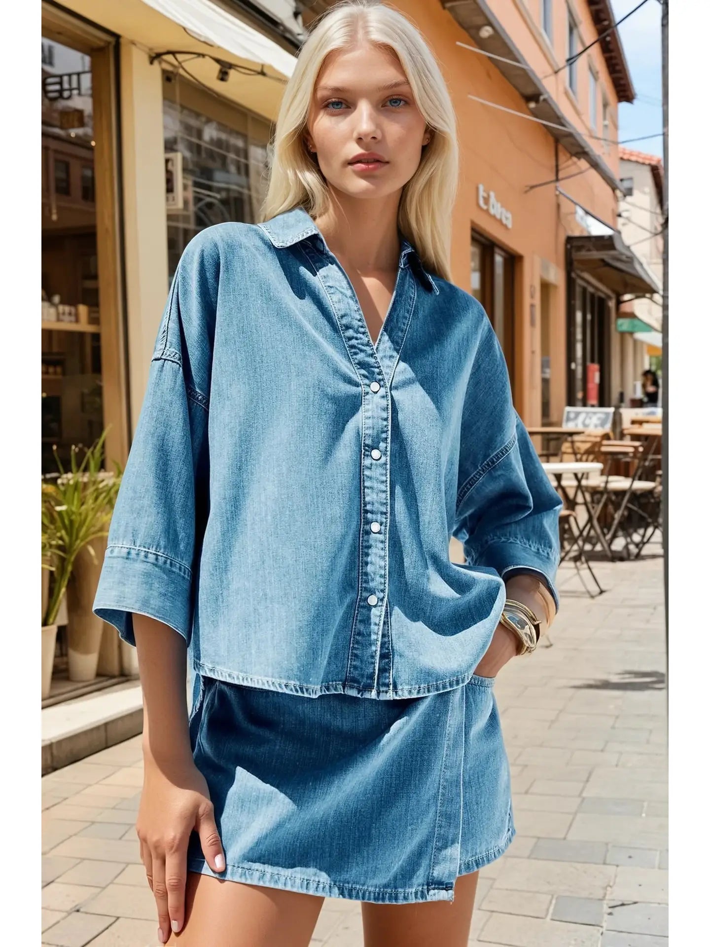 Oversized Denim Shirting