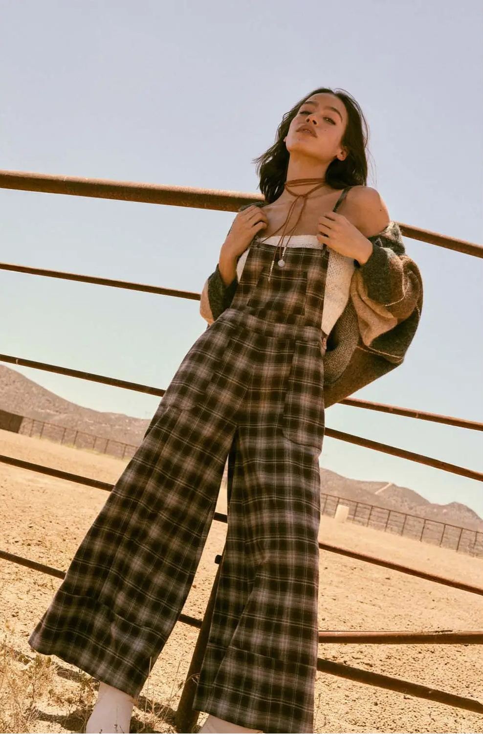 Beth Flannel Wide-Leg Overall