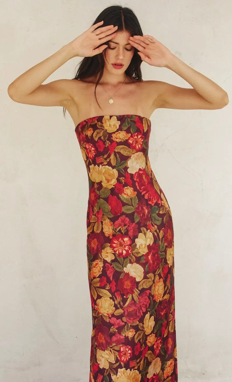 Florence Strapless Bias Cut Maxi Dress
