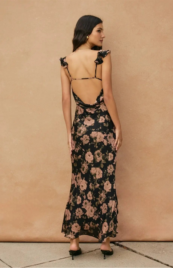 Ashen Rose Flutter Maxi Dress