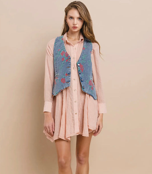 Vintage Floral Embroidered