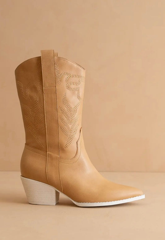 The Sephira Tan | Embroidered Western Short Boot