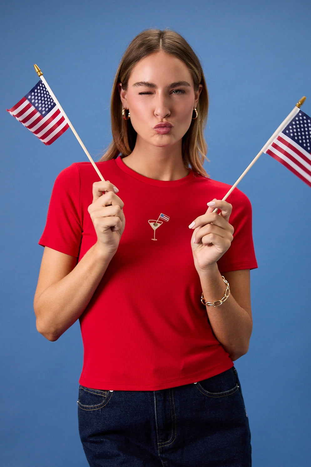 USA Cocktail Ribbed Baby Tee