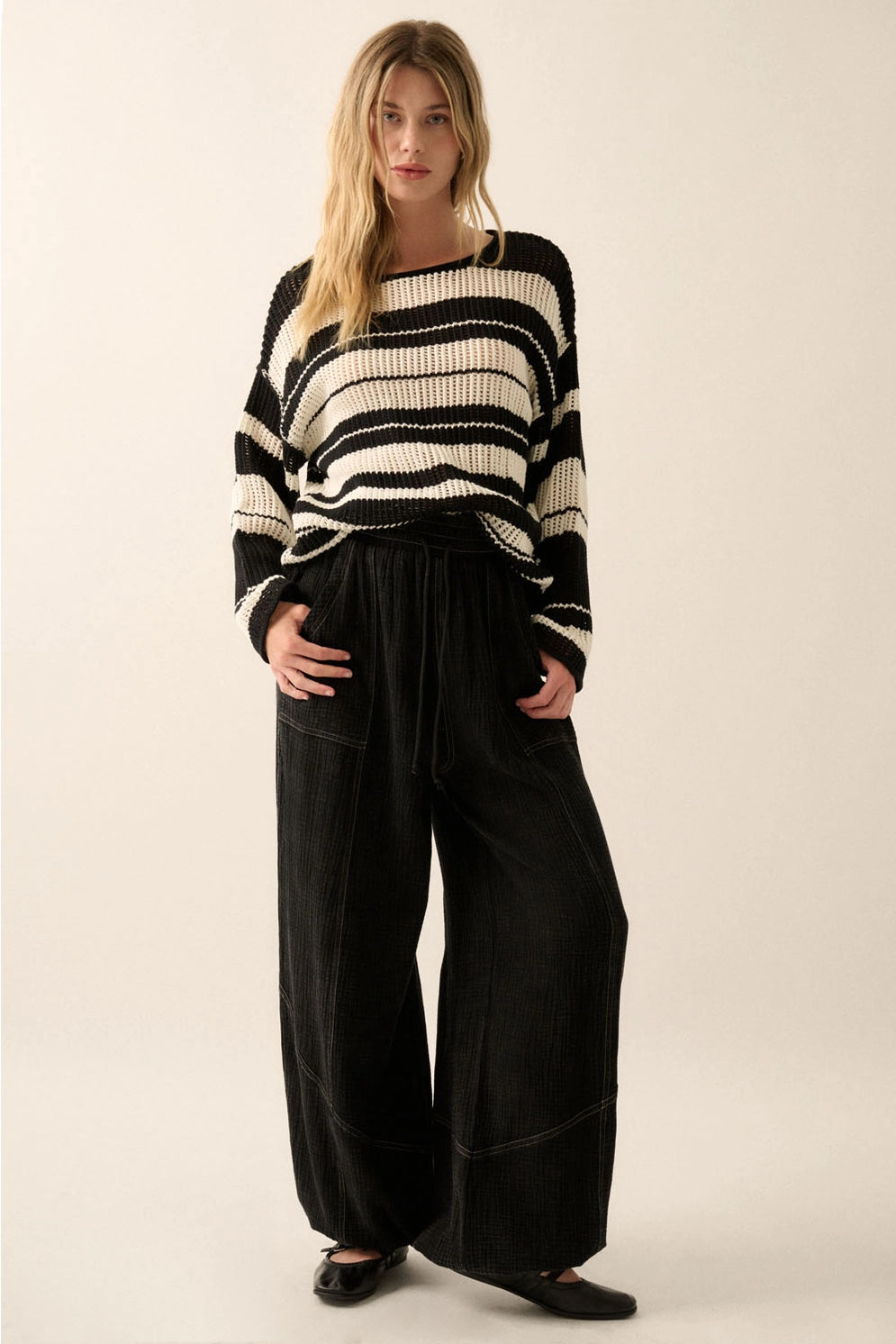 Mineral Washed Crinkle Cotton Parachute Pants