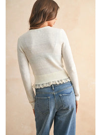 Lace Contrasted Knitted Cardigan