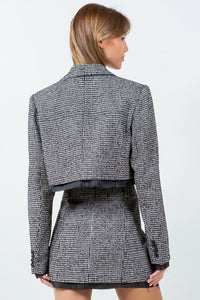 Houndstooth Raw Edge Contrast Hemming Jacket