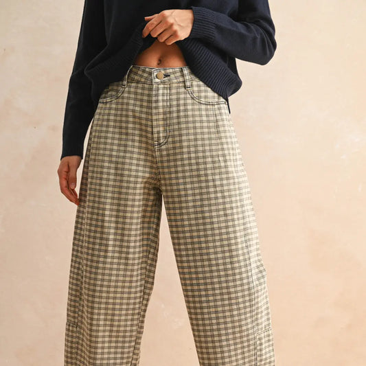 Tamra Check Barrel Pants