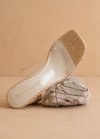 Sothe Francee | Natural Transparent Double Strap Raffia Heel