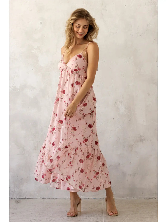 Floral Tie Maxi Dress