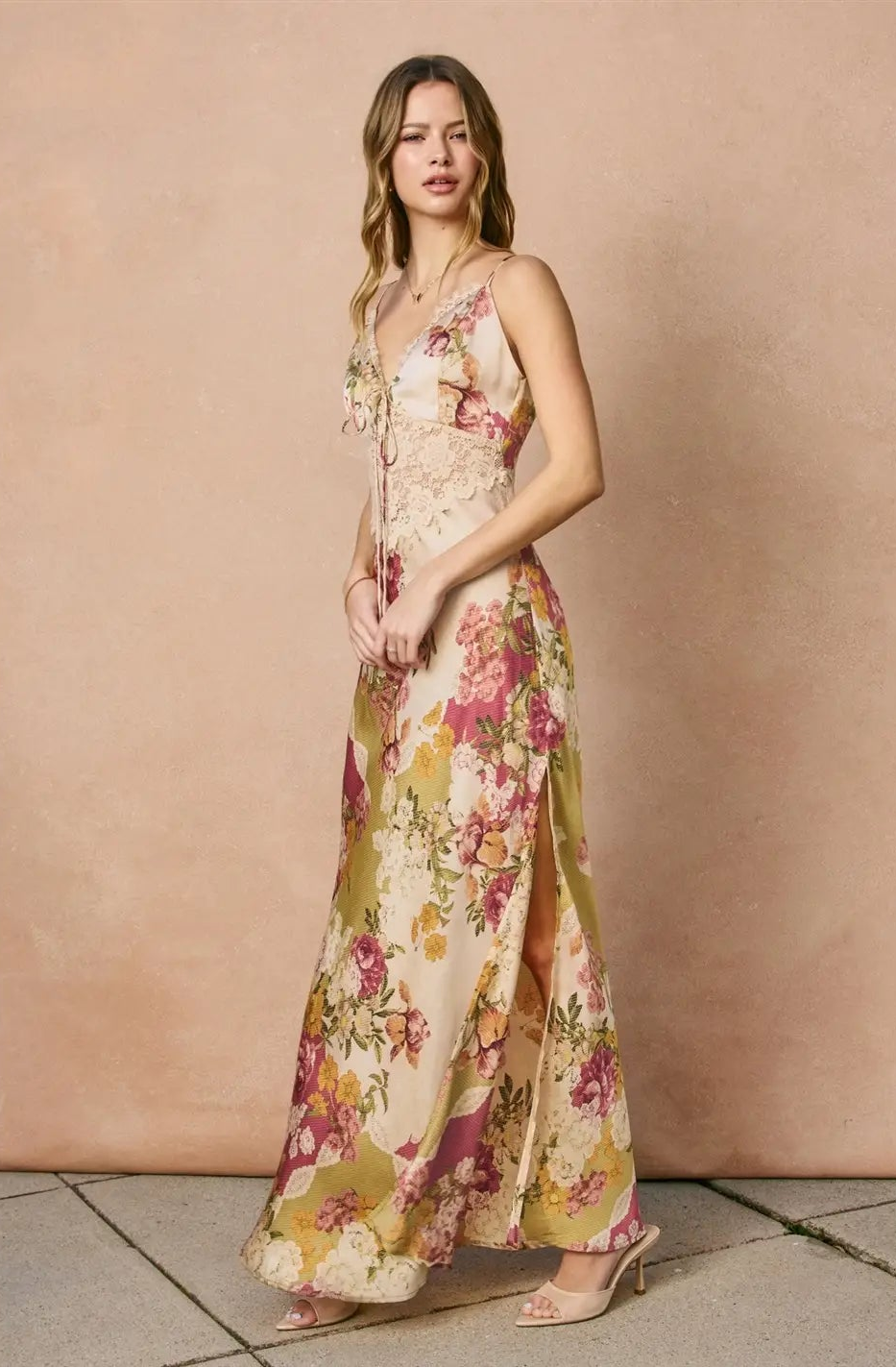 Meadow Romance Lace Detail Maxi Dress