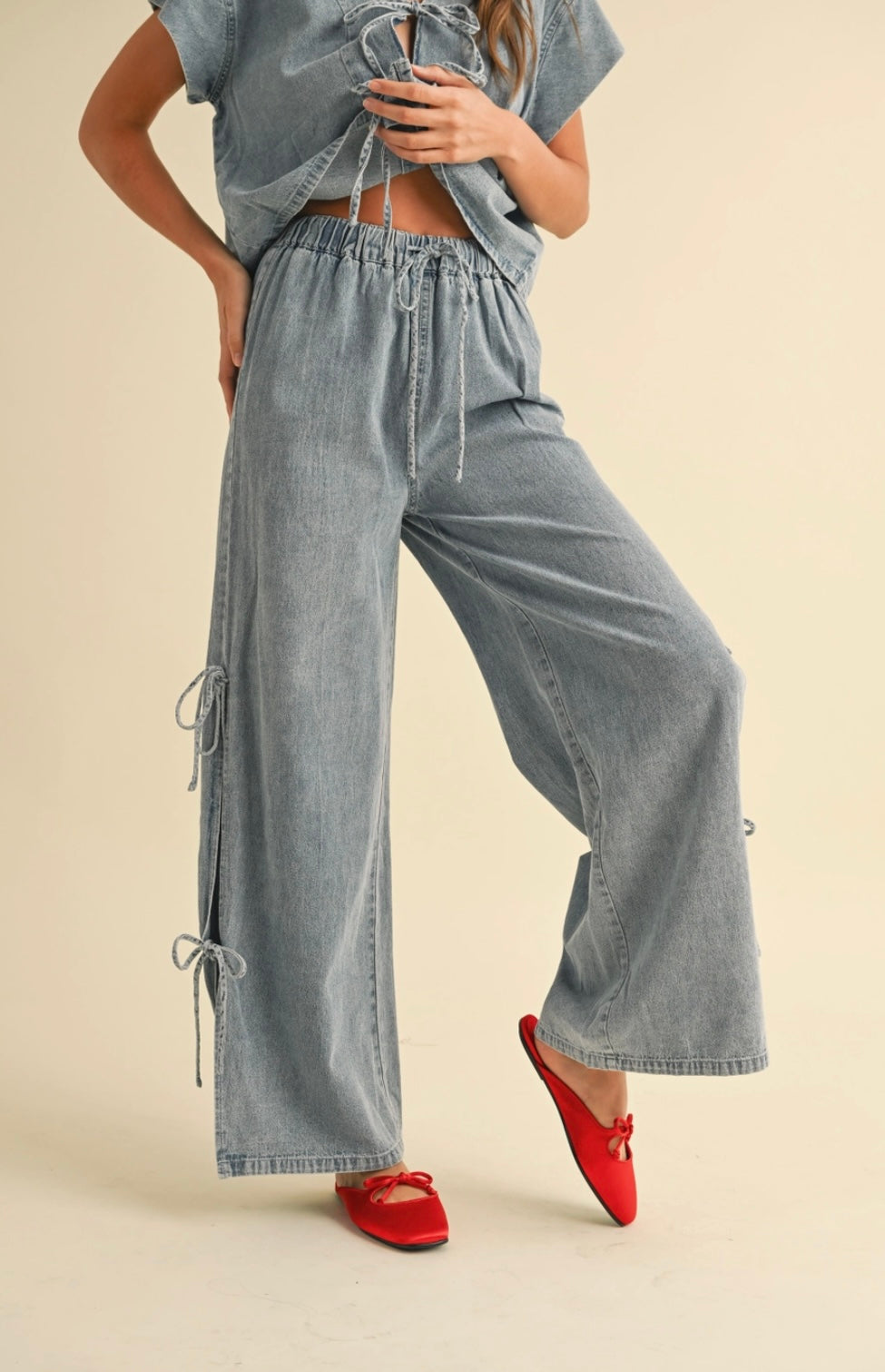 Denim Tied On the Side Pants