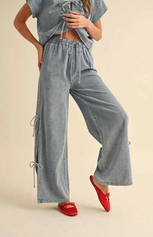 Denim Tied On the Side Pants