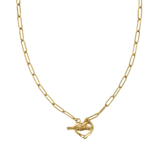 Gold Heart Toggle Necklace