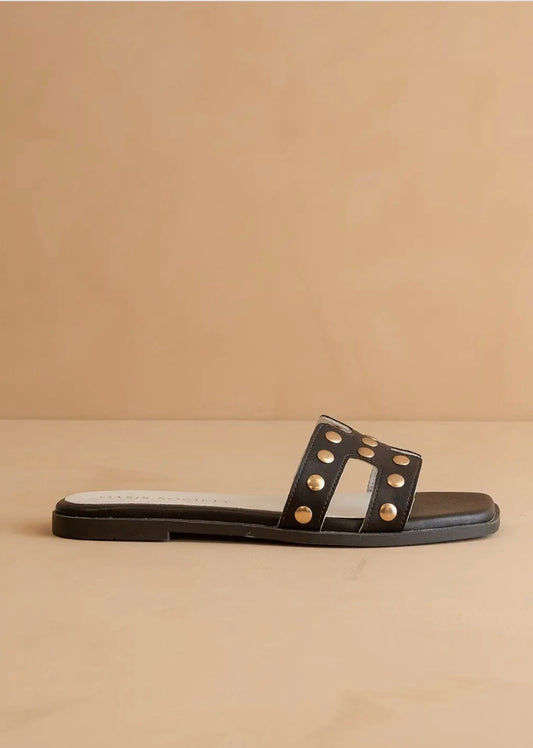The Evelynne | Coffee Studded H Band Slides