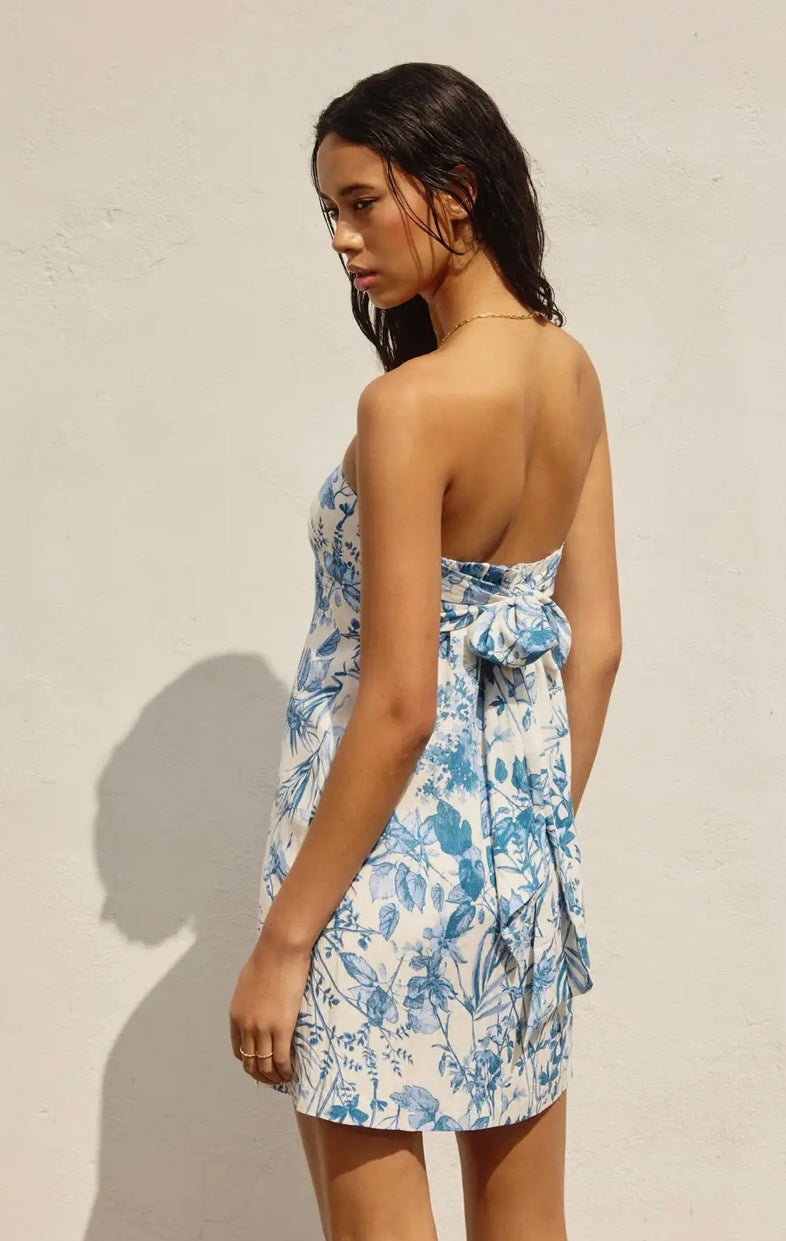Love Letter Strapless Tie Back Mini Dress