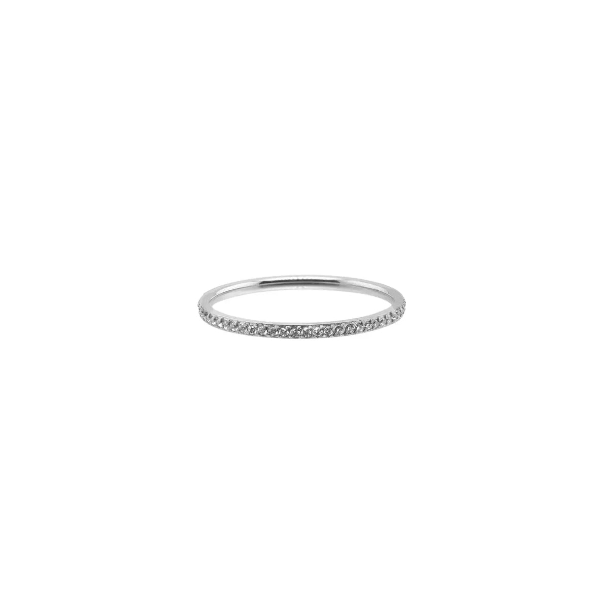 Silver Dainty Diamond Ring Band