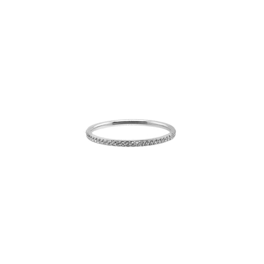 Silver Dainty Diamond Ring Band